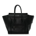 Drummed Calfskin Mini Luggage Black