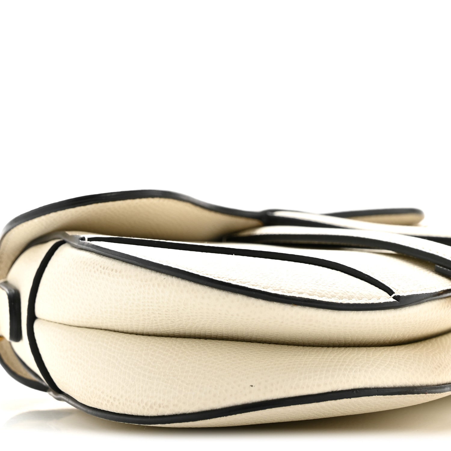Grained Calfskin Mini Saddle Bag White