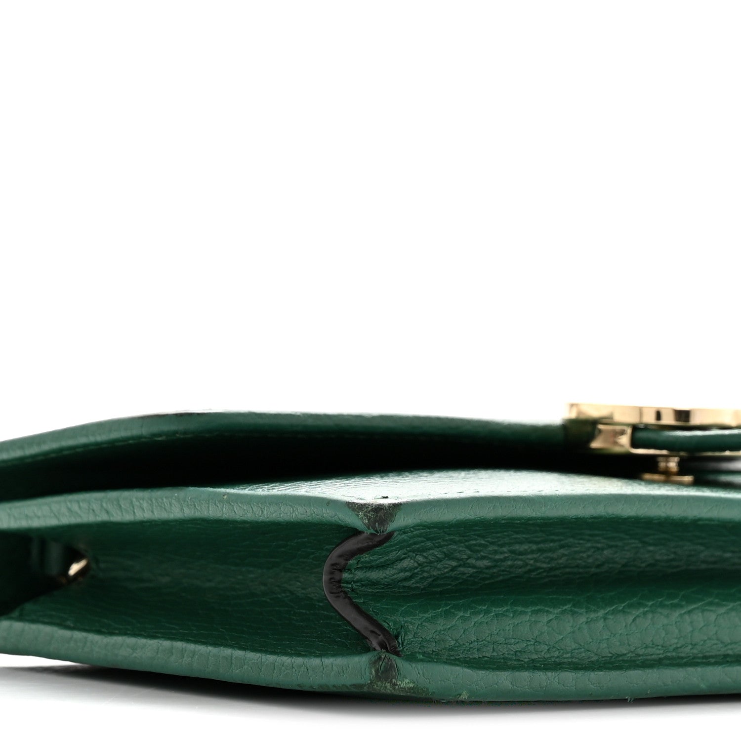 Dollar Calfskin Interlocking G Chain Wallet Emerald