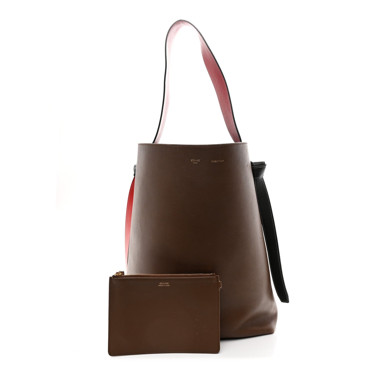 Shiny Smooth Calfskin Small Twisted Cabas Camel Brick