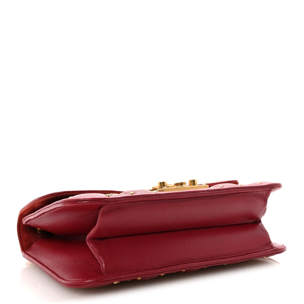 Lambskin Cannage Studded Small Dioraddict Flap Bag Red