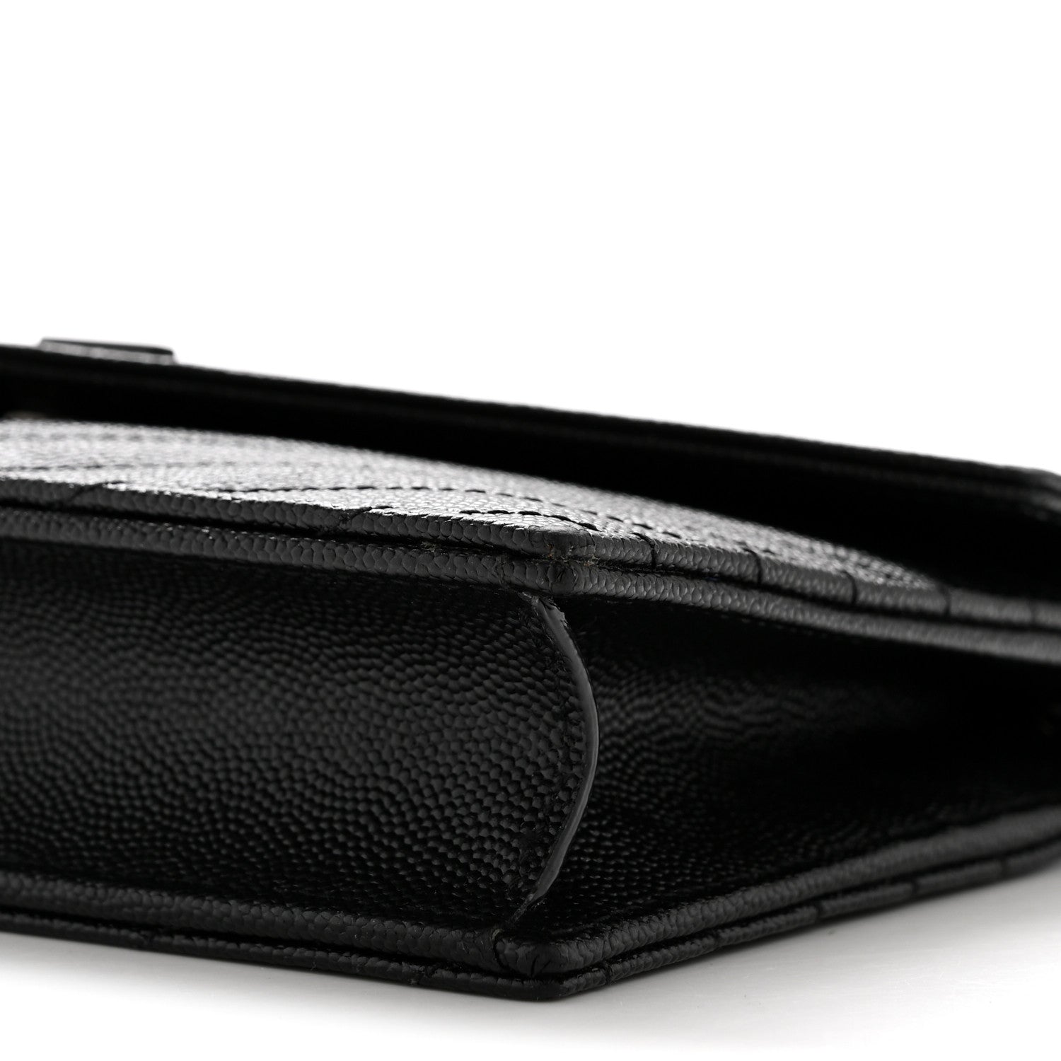 Grain De Poudre Matelasse Chevron Monogram Monochrome Envelope Chain Wallet Black