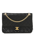 Lambskin Quilted Small Double Flap Black