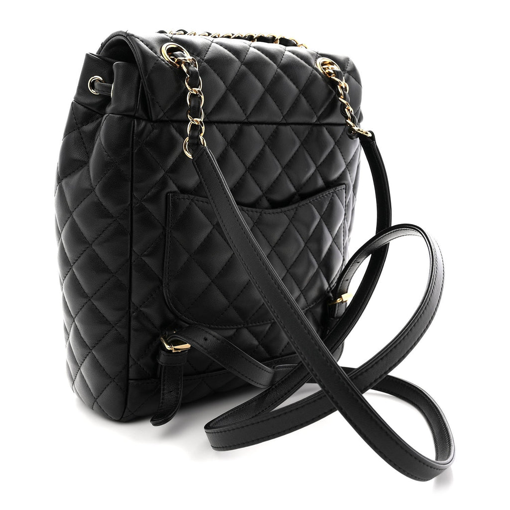 Lambskin Quilted Small Urban Spirit Backpack Black