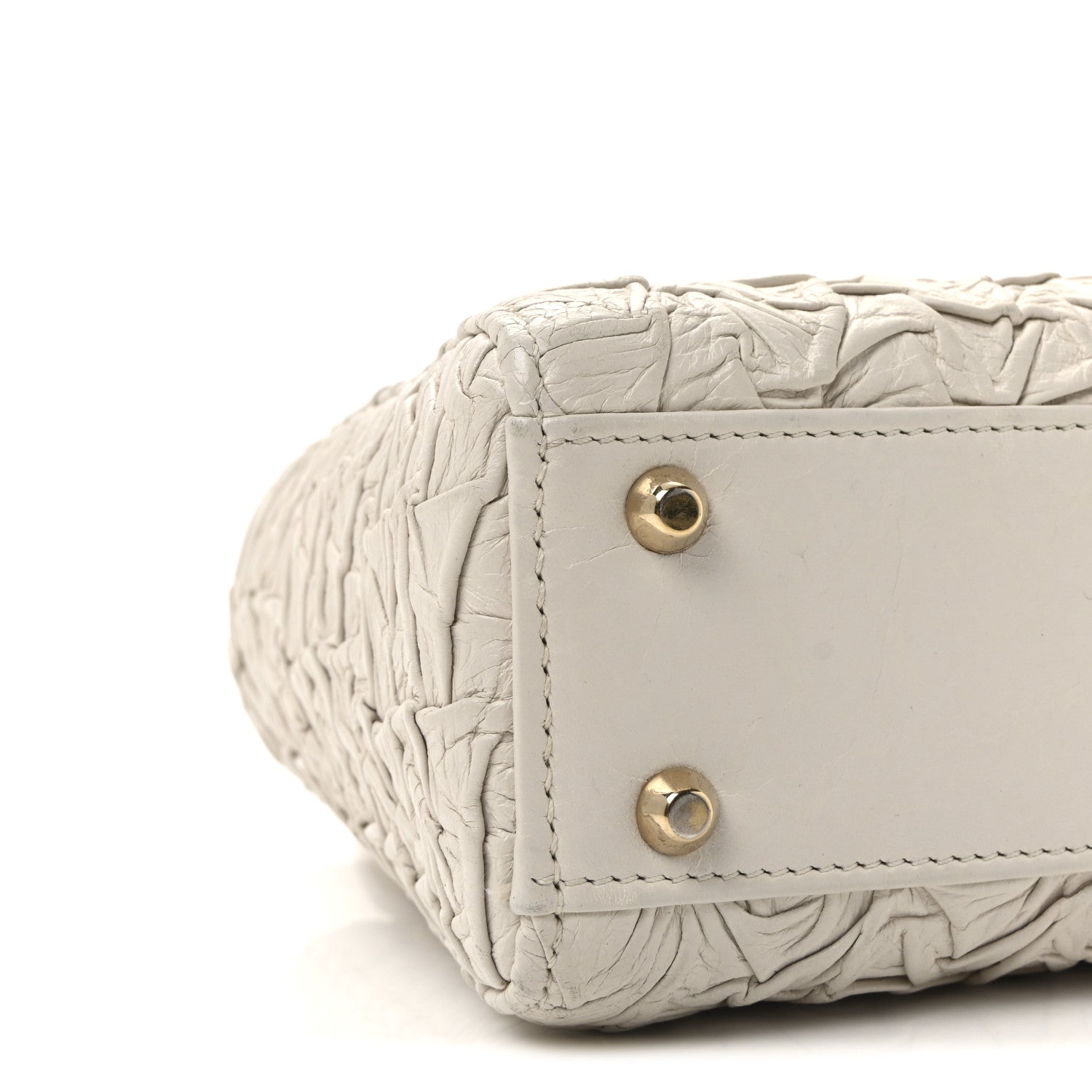 Lambskin Gathered Mini Lady Dior White