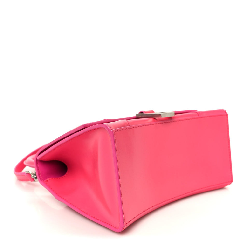 Shiny Box Calfskin Small Hourglass Top Handle Bag Acid Fuchsia