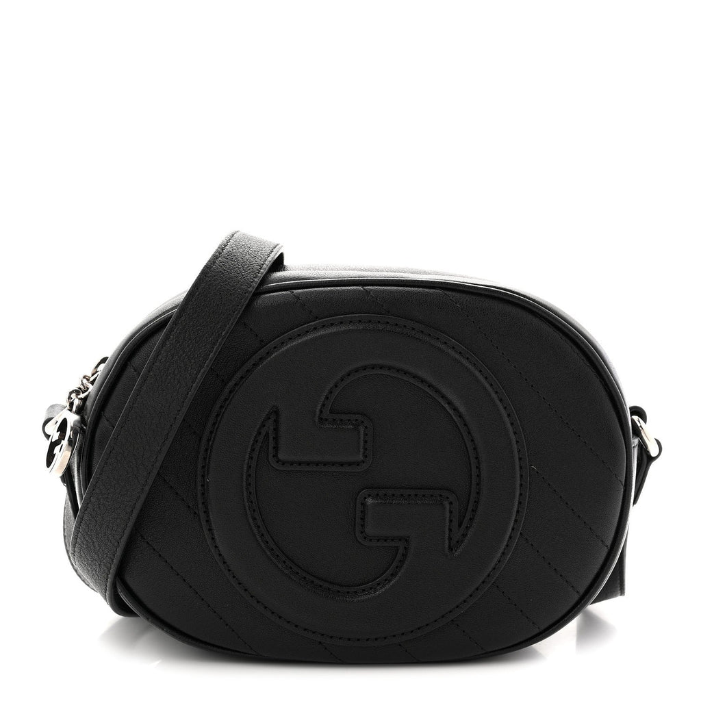 Sakai Be Green Calfskin Diagonal Stitched Mini Blondie Shoulder Bag Black