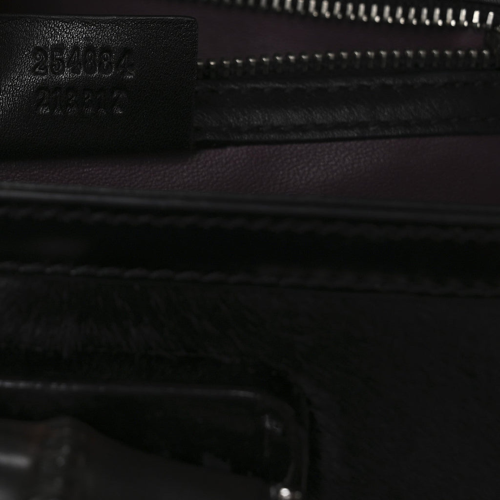 Pony Hair New Bamboo Medium Top Handle Bag Black