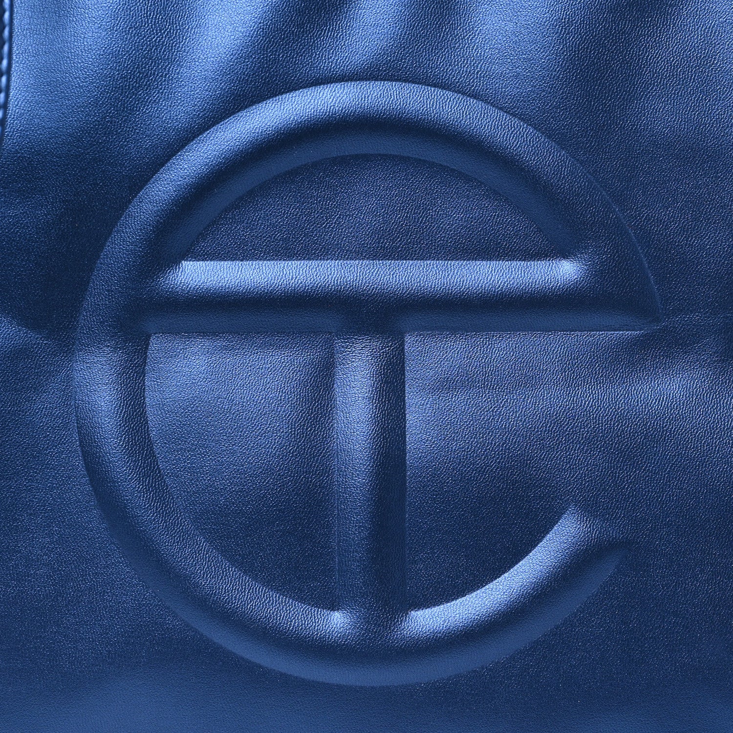 Metallic Vegan Leather Medium Shopping Bag Cobalt