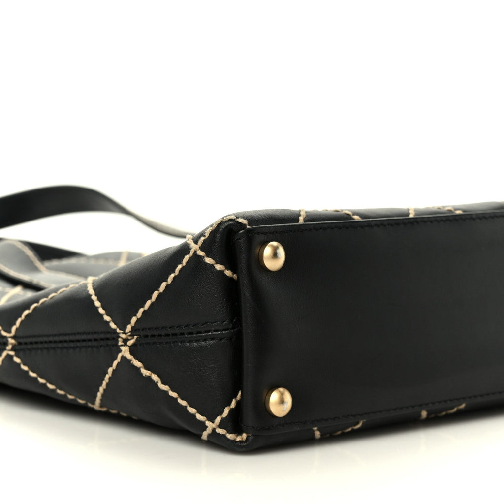 Calfskin Wild Stitch Tote Black