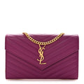 Grain De Poudre Matelasse Chevron Monogram Chain Wallet Dark Grape