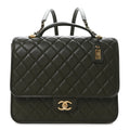 Caviar Quilted School Memory Backpack Dark Green