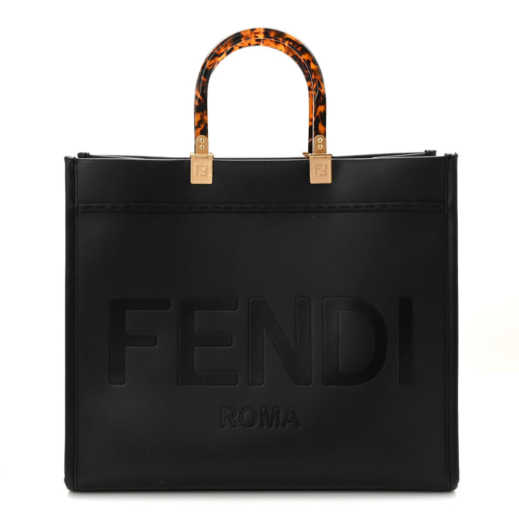 Vitello King Plexiglass Medium Fendi Sunshine Shopper Tote Black