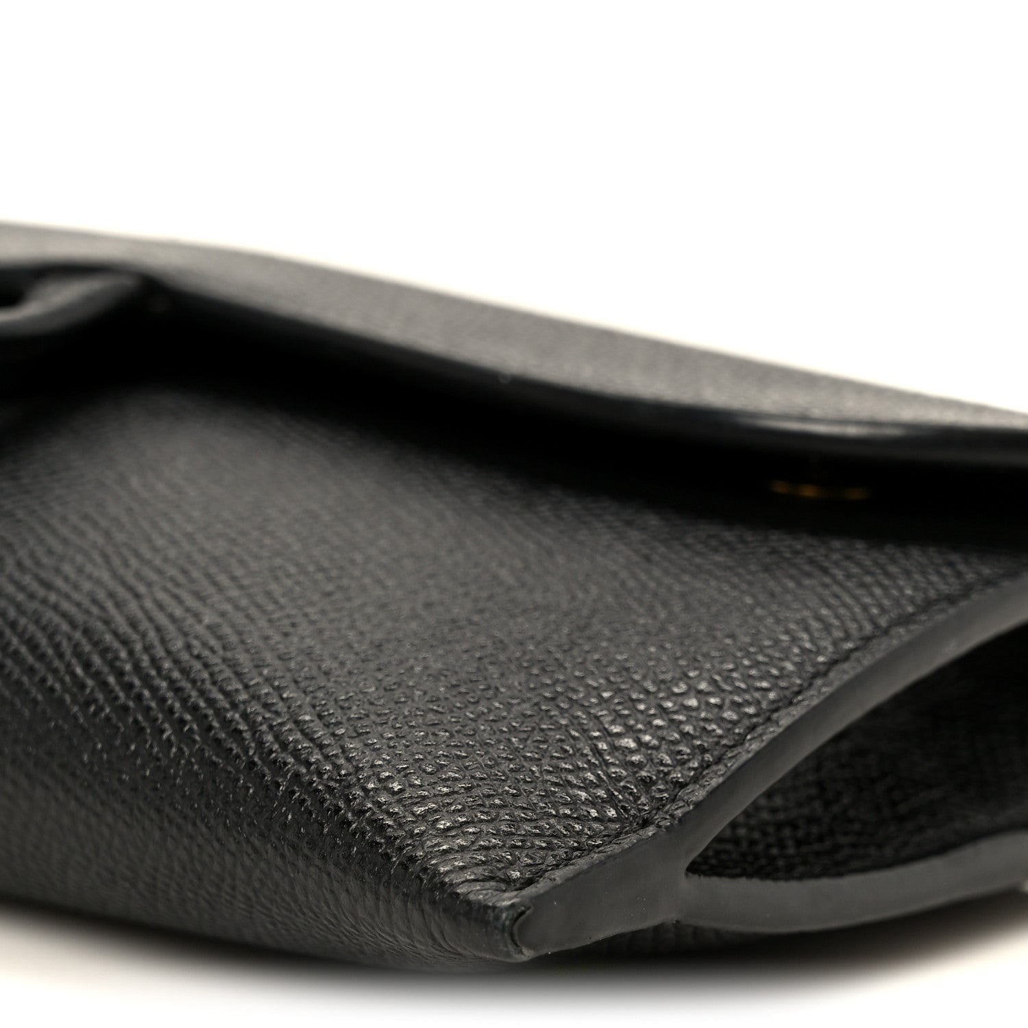 Grained Calfskin Saddle Chain Wallet Pouch Black