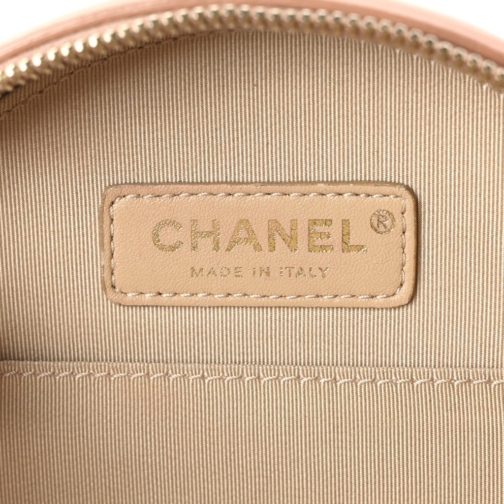 Calfskin Round As Earth Evening Bag Beige
