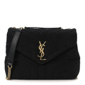 Fabric Y Quilted Monogram Small Loulou Chain Satchel Black