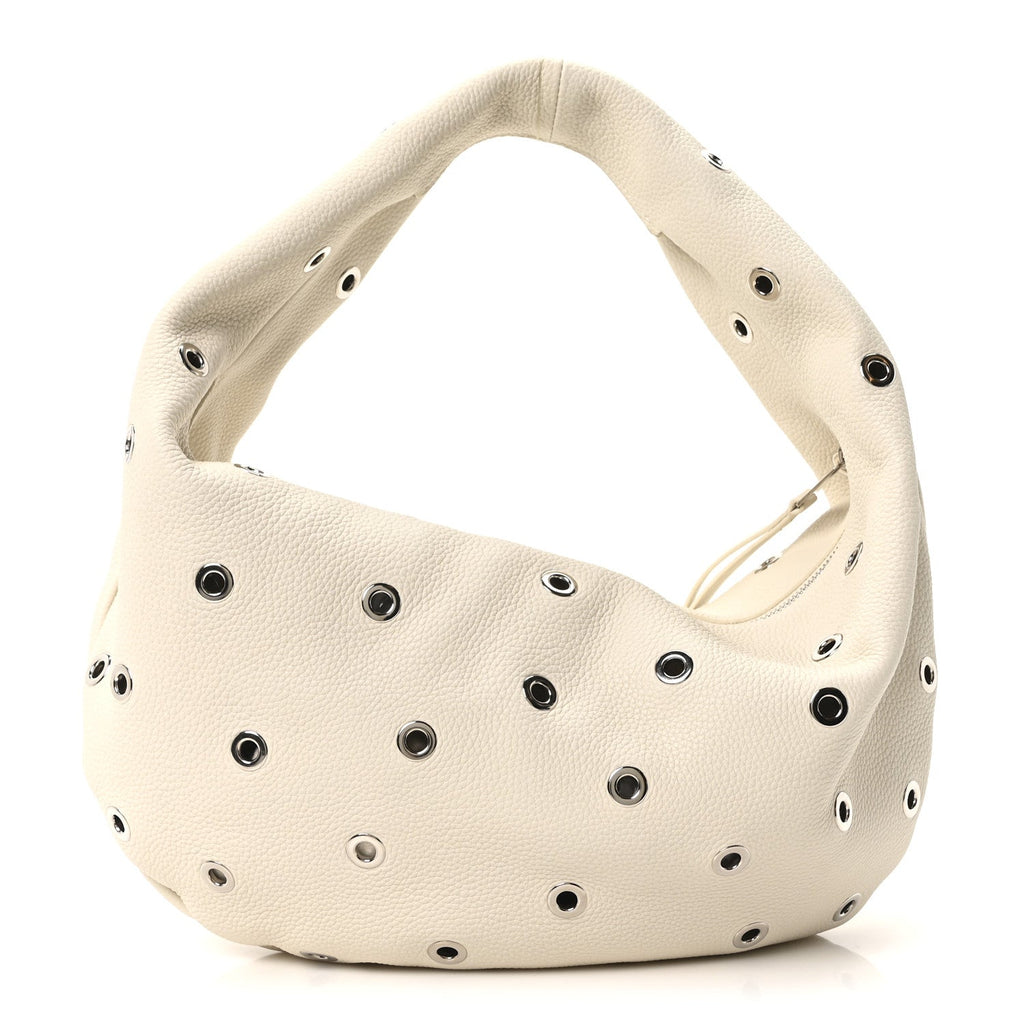 Pebbled Calfskin Grommet Medium Olivia Hobo Dark Ivory