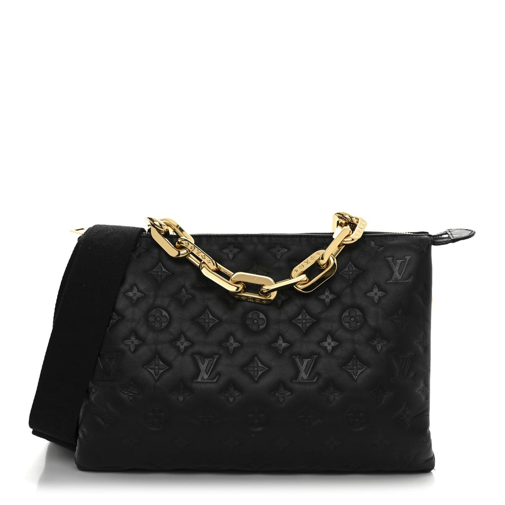 Lambskin Embossed Monogram Coussin MM Black