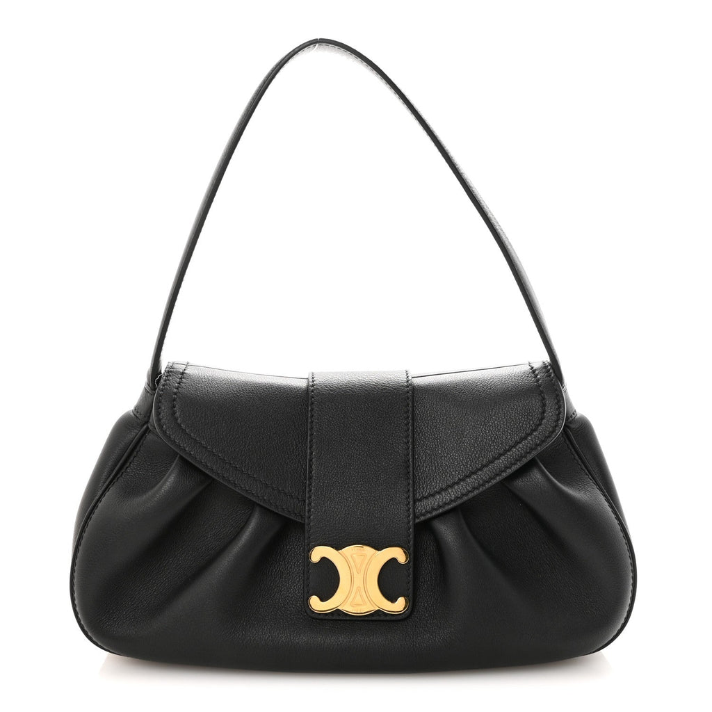 Supple Grained Calfskin Medium Polly Black