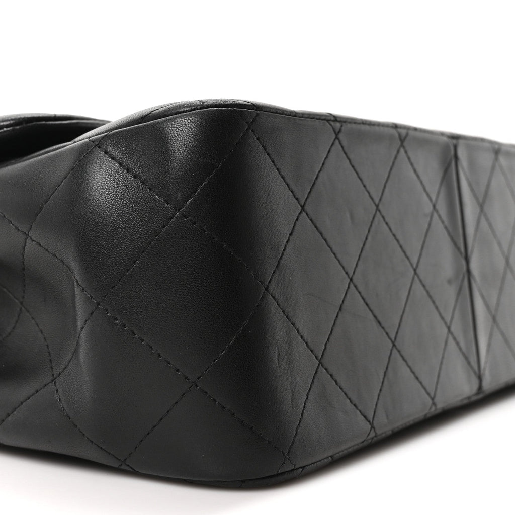Lambskin Quilted Jumbo Double Flap Black
