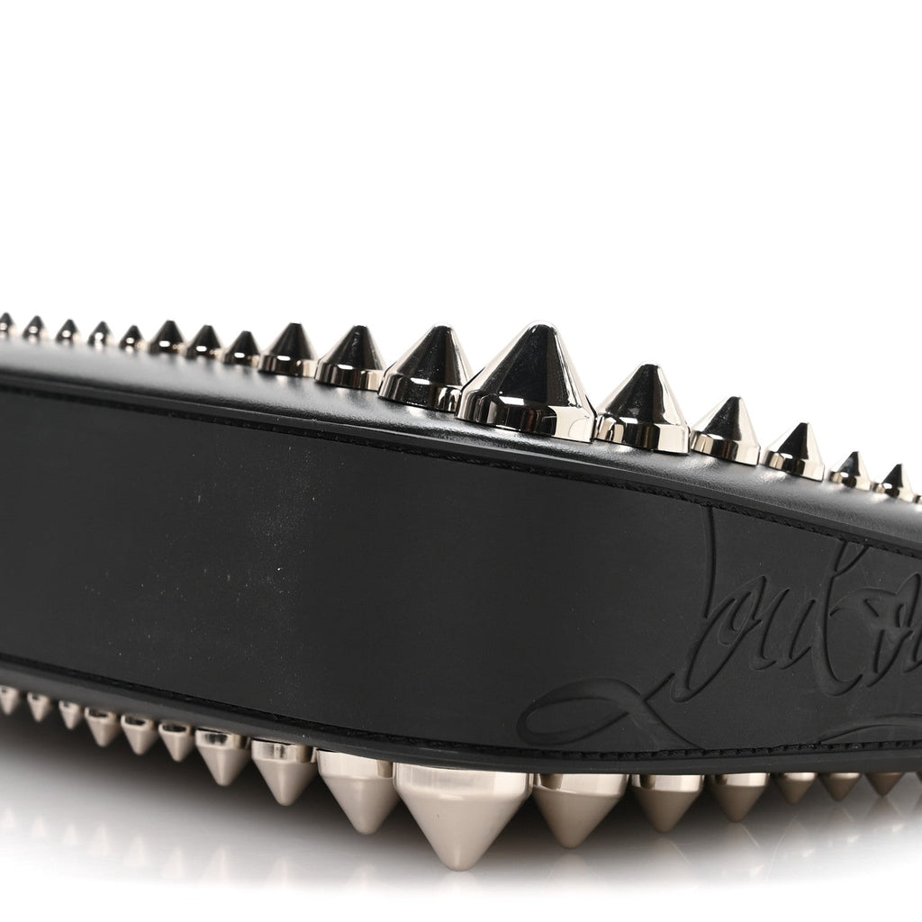Calfskin Paris Spiked Loubila Chain Clutch Black
