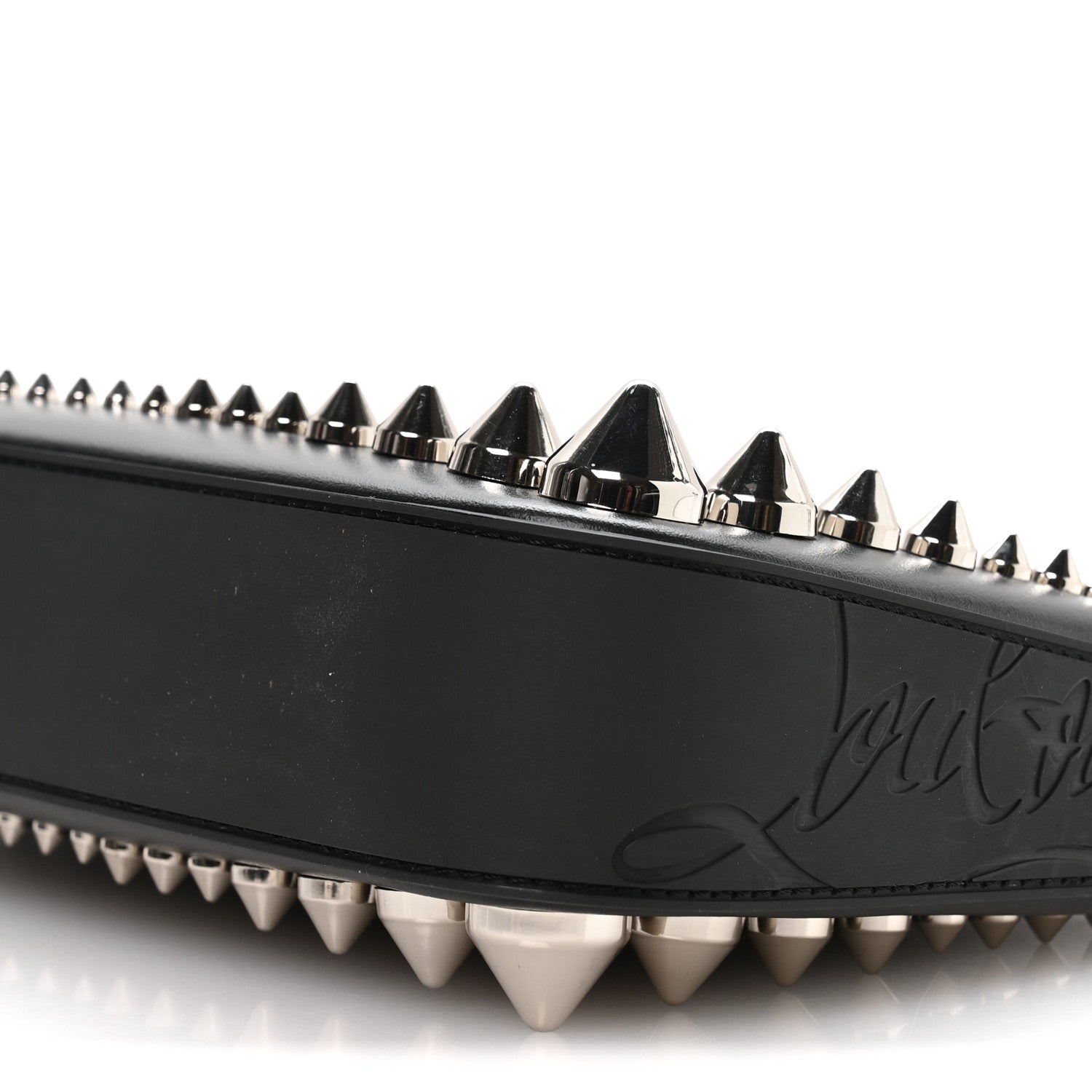 Calfskin Paris Spiked Loubila Chain Clutch Black