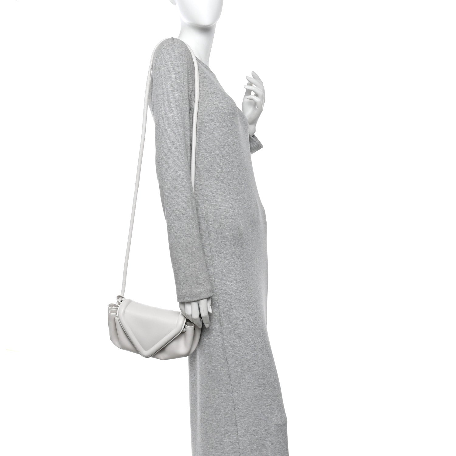 Lambskin Small Beak Triangle Flap Shoulder Bag Chalk