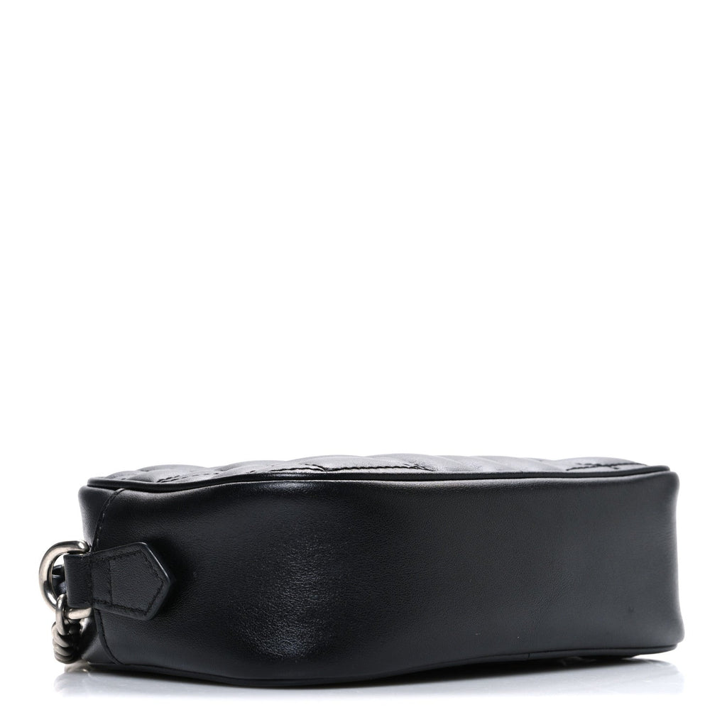 Calfskin Matelasse Aria Mini GG Marmont Chain Shoulder Bag Black