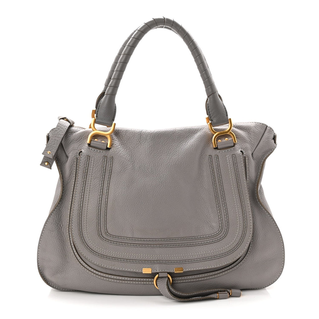 Calfskin Large Marcie Satchel Cashmere Grey