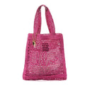 Raffia Summer Banana Tote Fuchsia Rose