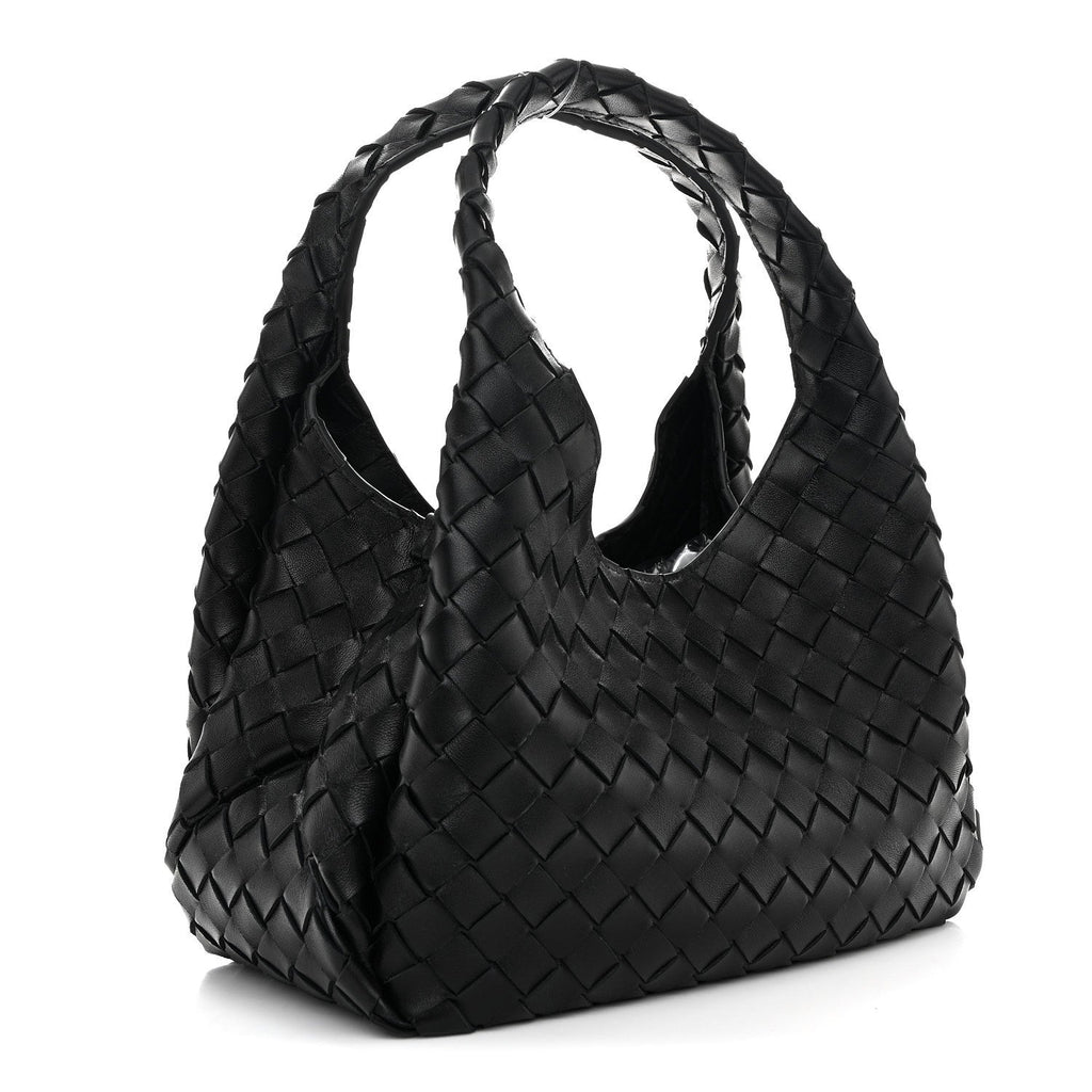 Nappa Intrecciato Small Campana Shoulder Bag Black