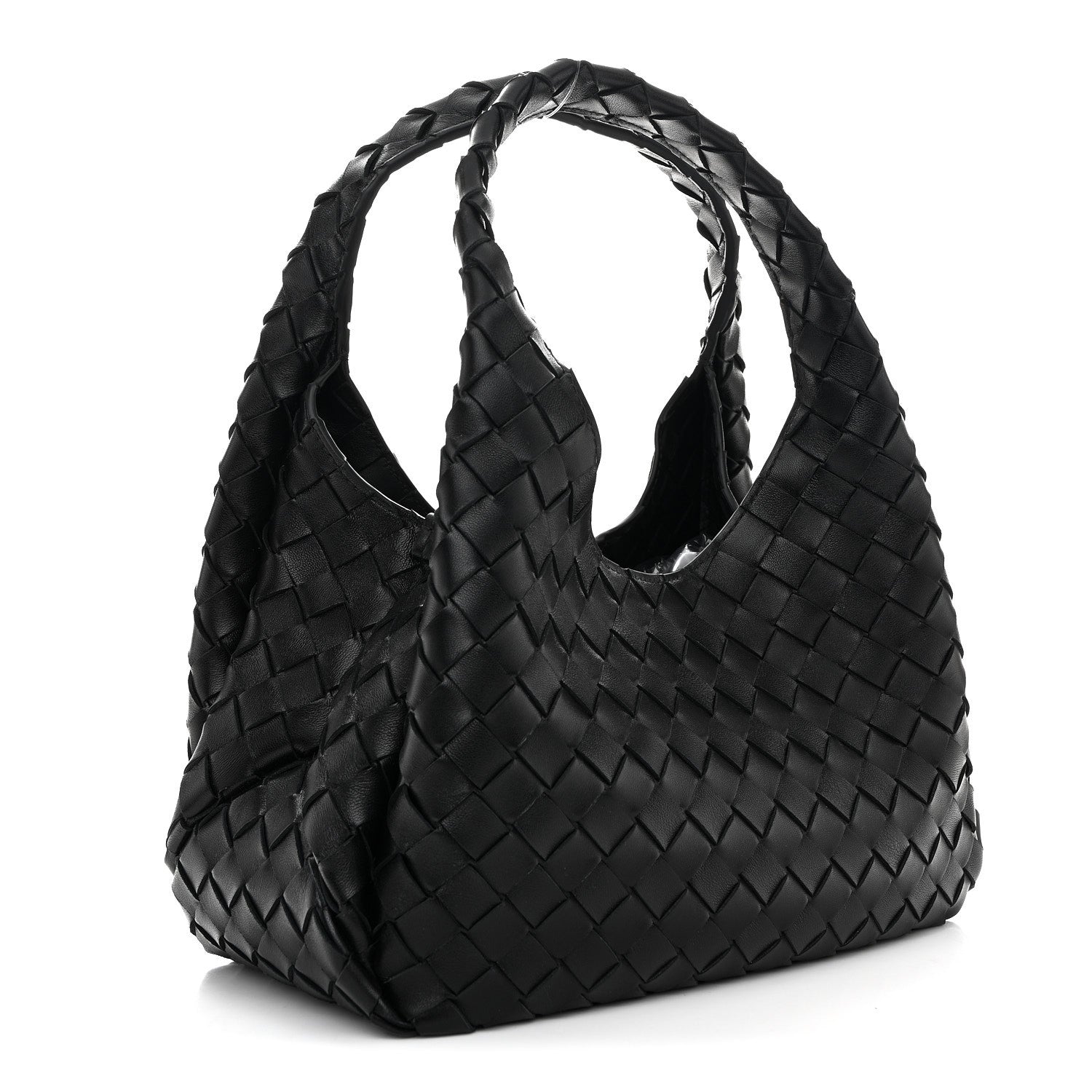 Nappa Intrecciato Small Campana Shoulder Bag Black