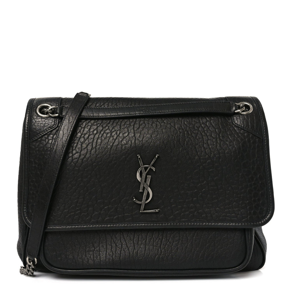 Grained Lambskin Monogram Large Niki Chain Satchel Black