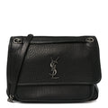Grained Lambskin Monogram Large Niki Chain Satchel Black