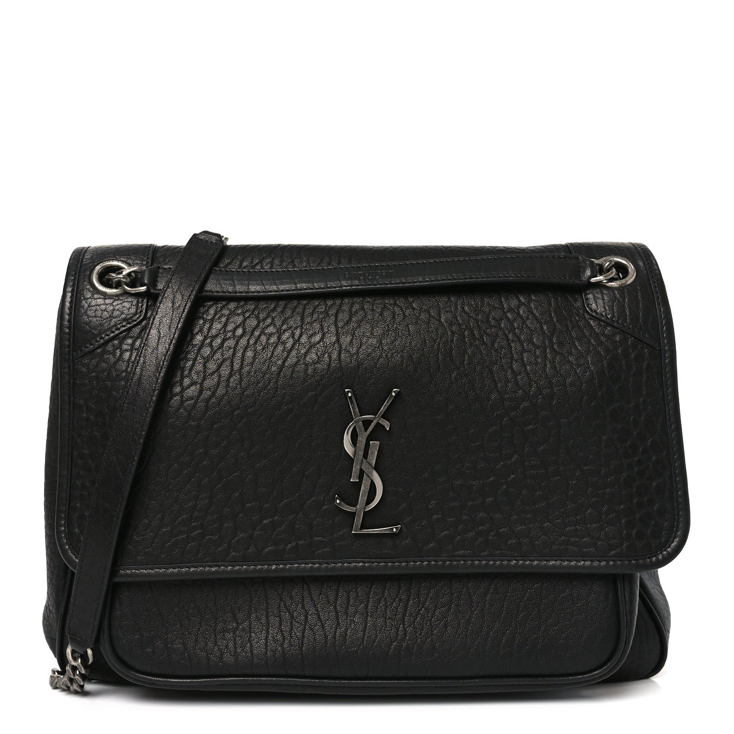 Grained Lambskin Monogram Large Niki Chain Satchel Black