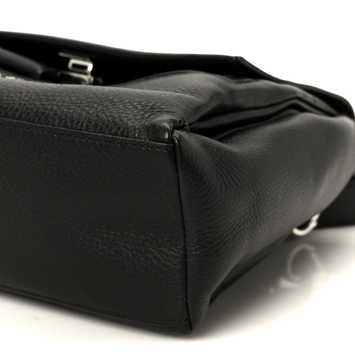 Waxy Grained Calfskin Mini Pandora Pure Flap Bag Black