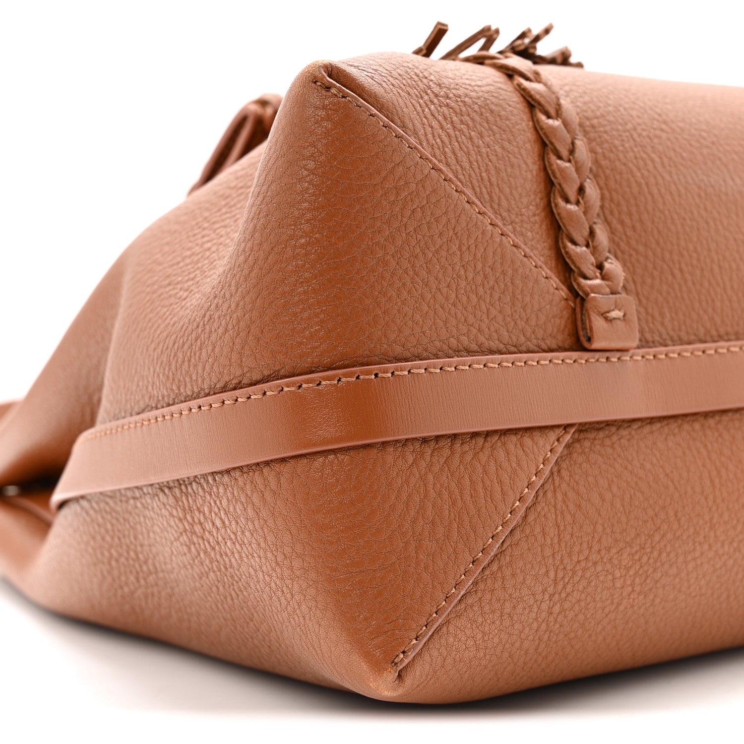 Grained Calfskin Large Penelope Shoulder Bag Caramel