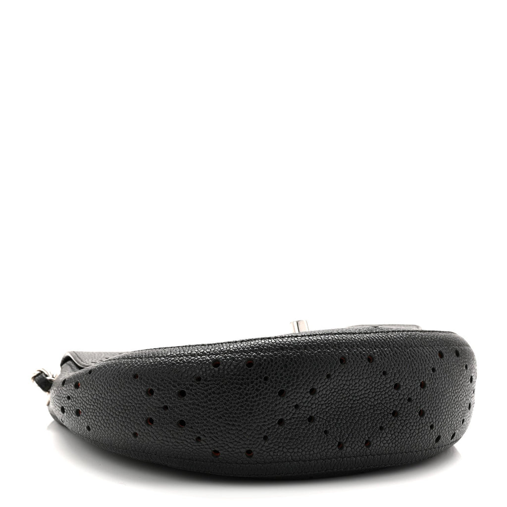 Caviar Perforated Messenger Bag Black