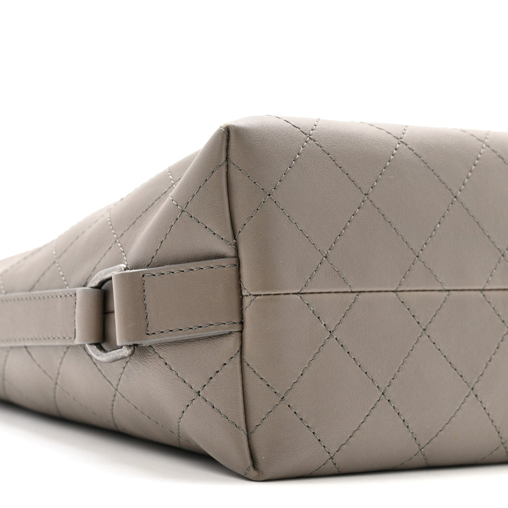 Calfskin Stitched Large Hobo Grey