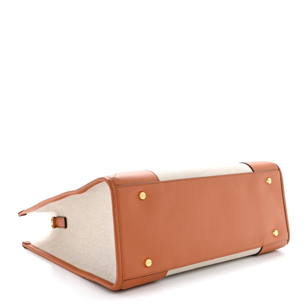 Calfskin Linen Large Munchen Tote Cognac