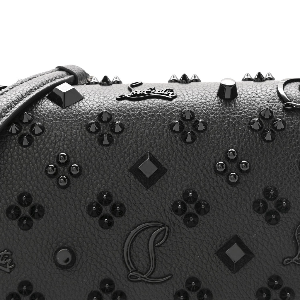 Calfskin Spikes Loubinthesky Paloma Clutch Black