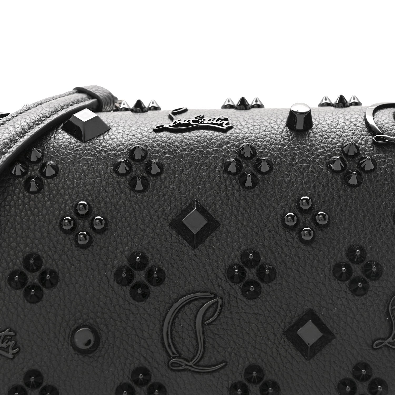 Calfskin Spikes Loubinthesky Paloma Clutch Black
