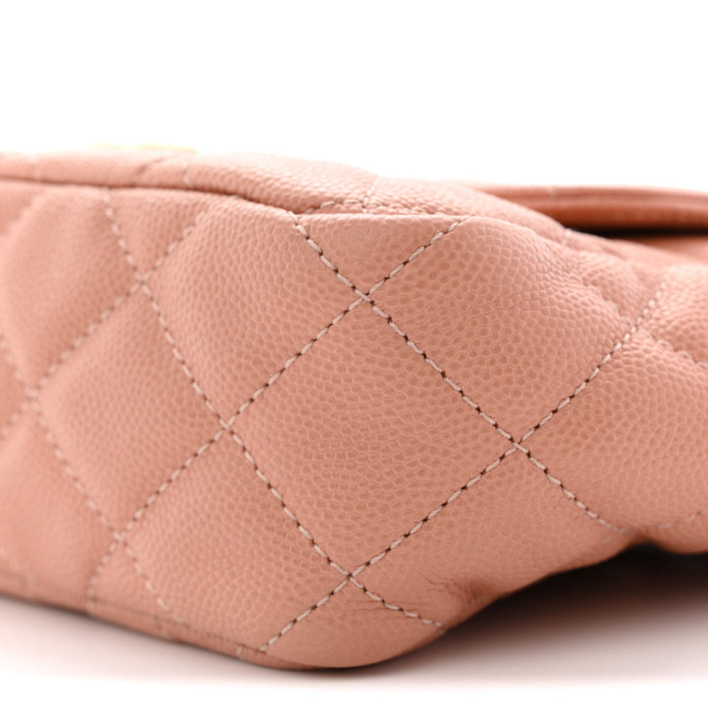Caviar Quilted Small Wavy CC Hobo Coral