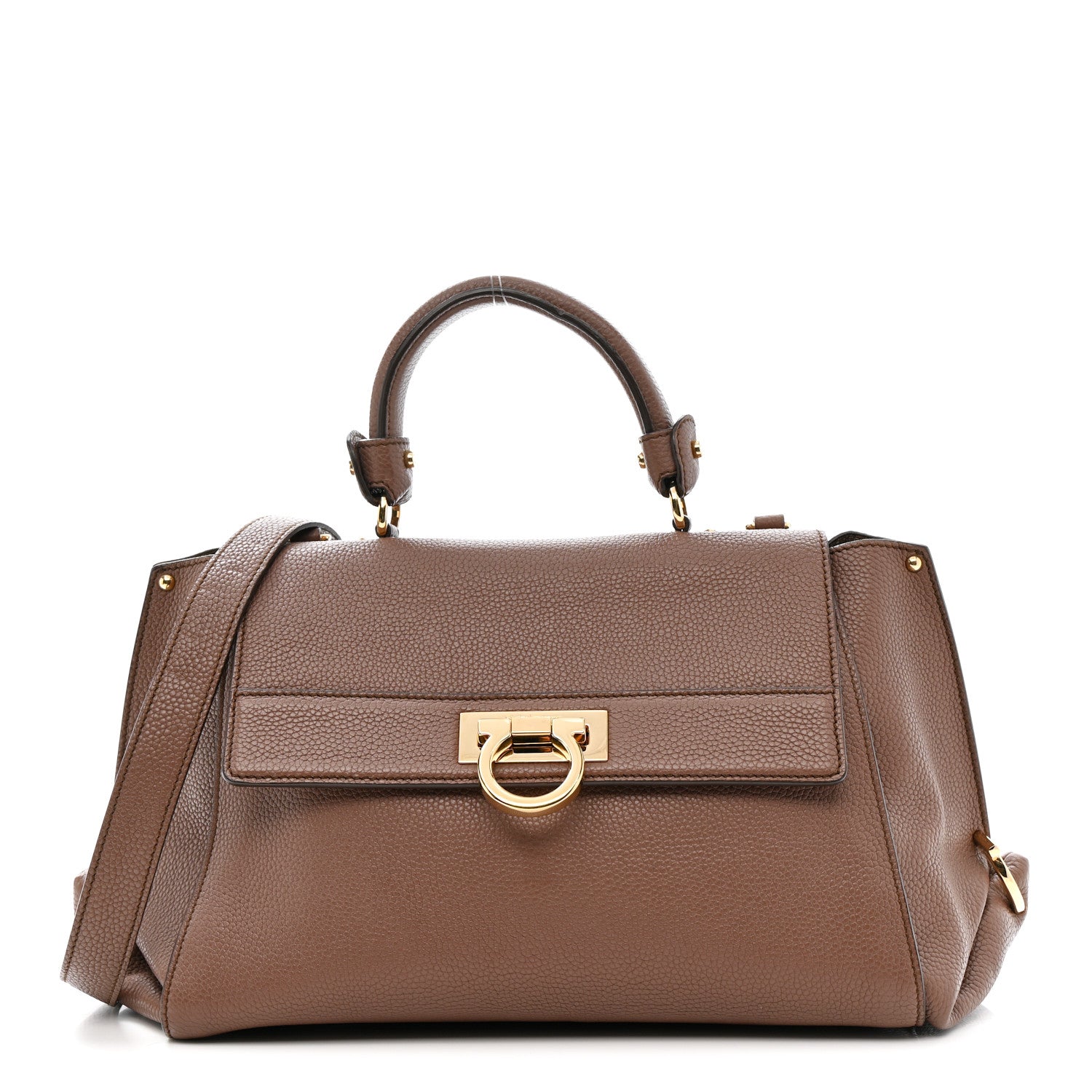 Grained Calfskin Sofia Satchel Moka