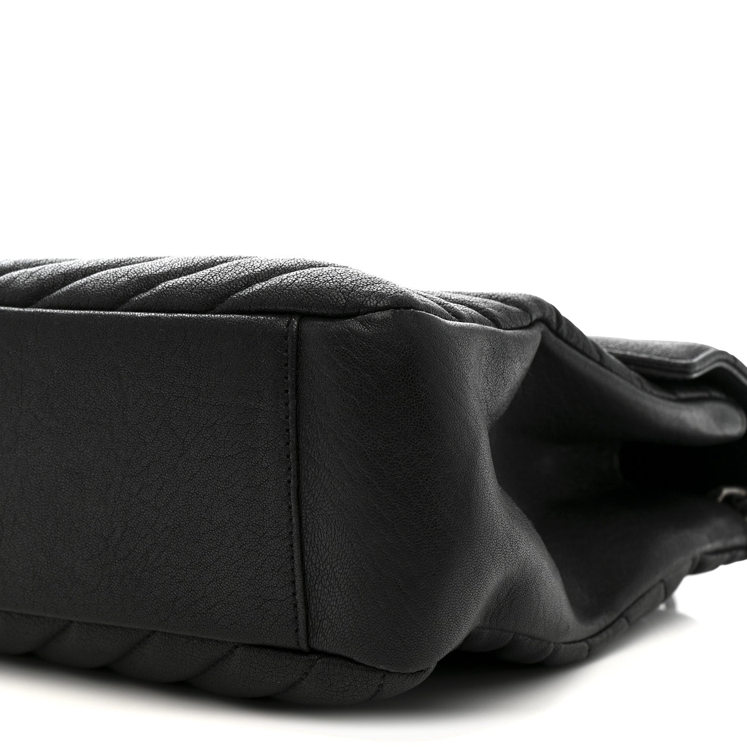 Sheepskin Matelasse Chevron Monogram Large College Satchel Black