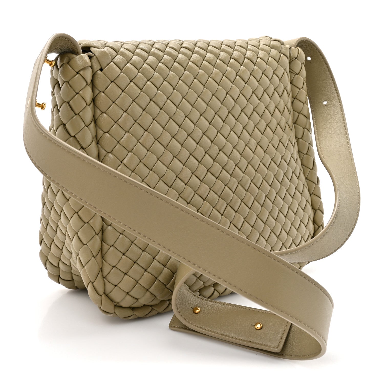 Nappa Intrecciato Small Cobble Shoulder Bag Camel