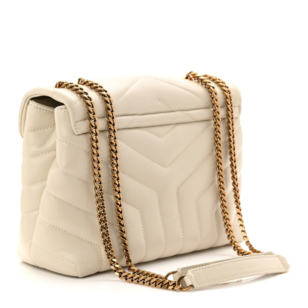 Calfskin Y Quilted Monogram Small Loulou Chain Satchel Crema Soft