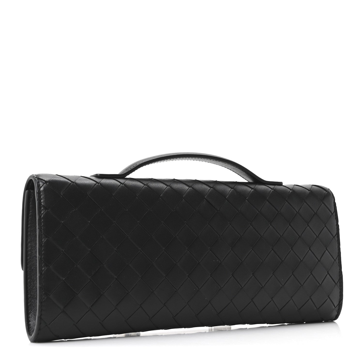 Nappa Intrecciato Long Andiamo Top Handle Clutch Black