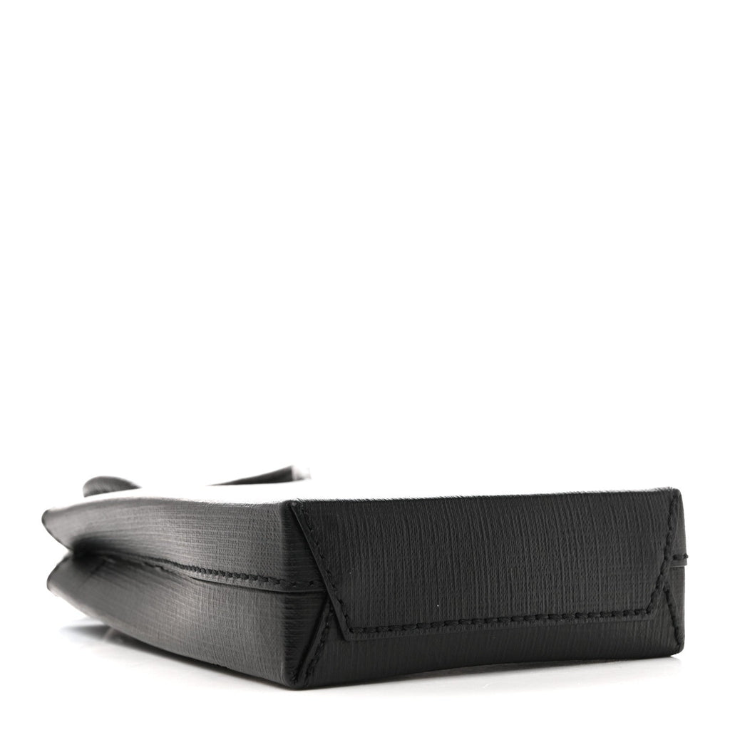 Squared Calfskin Logo Shopping Phone Holder Bag Black