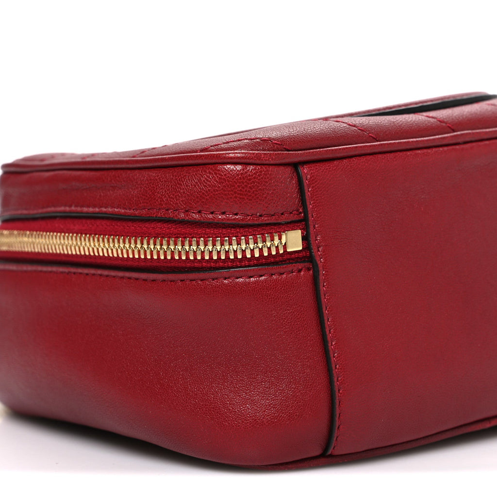 Sakai Be Green Calfskin Diagonal Stitched Blondie Top Handle Bag Rosso